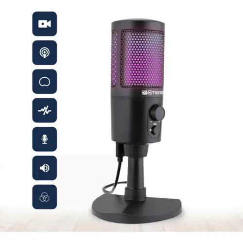 Emerson USB Gaming et Streaming Microphone avec Éclairage RVB avec zenvirotech.ca