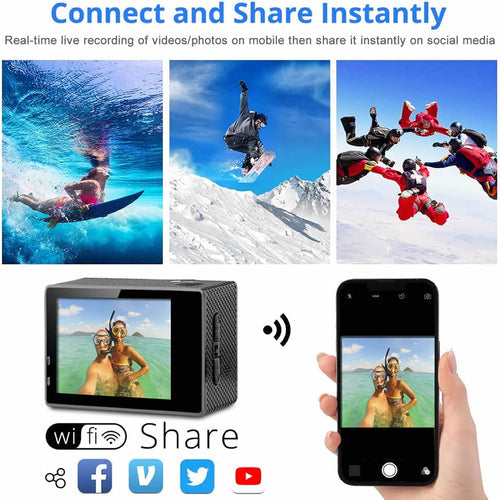 4K Étanche Toute La Caméra WiFi UHD Numérique + Télécommande RF Et Accessoires zenvirotech.ca