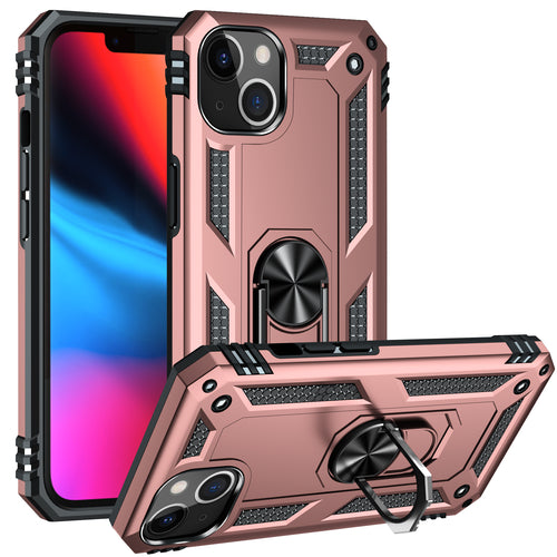 KIKO Tech Armor Ring Stand Grip Case with Metal Plate for iPhone 13