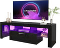 Black LED TV Stand With Large Storage Drawer For TVs Up To 55 Inches
