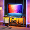 Rustic Brown And Black LED TV Stand With Charging Station Up To 55