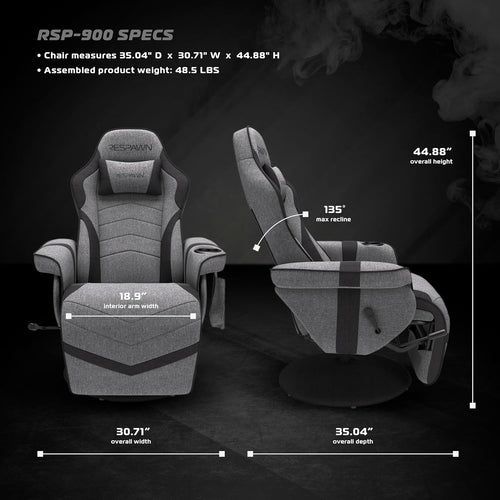 900 Gaming Inclinable Gris Tissu Avec Porte-Gobelet Réglable De Jambe zenvirotech.ca
