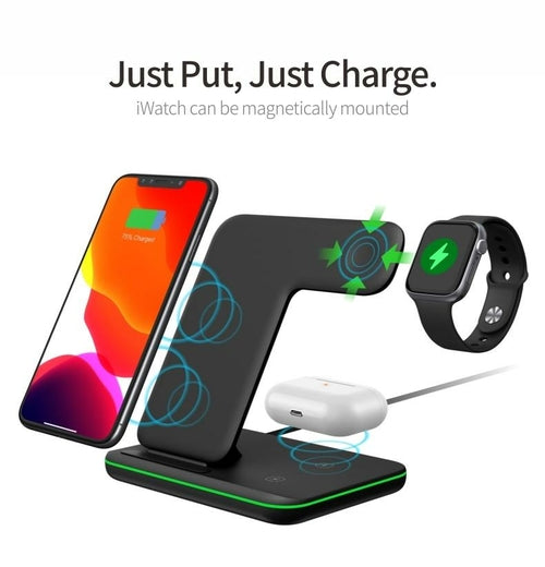 chargeur sens fils NINJA 3 en 1 pour telephonne a charge rapide