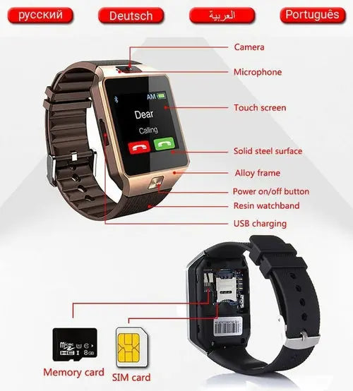 Bluetooth android smart watch avec caméra Horloge SIM TF Slot smartwatch zenvirotech.ca